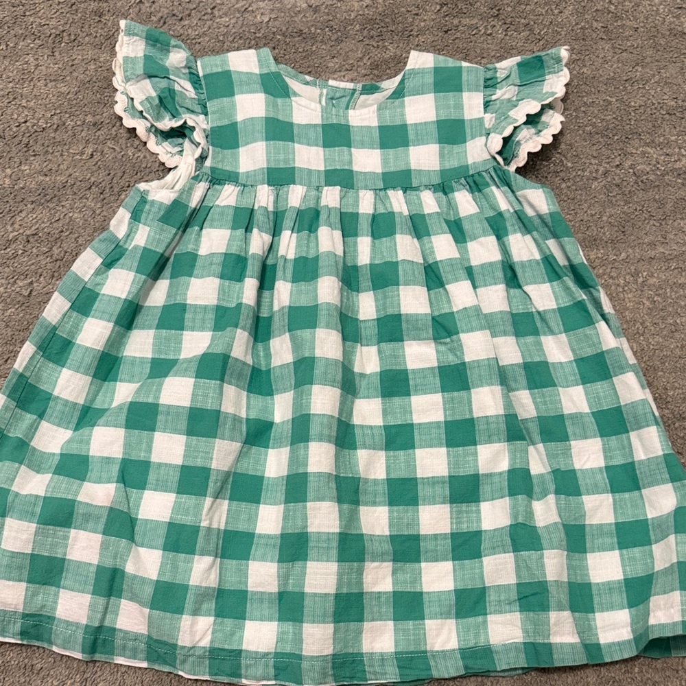 Posh Pickle Green and White Checkered Kids Dress